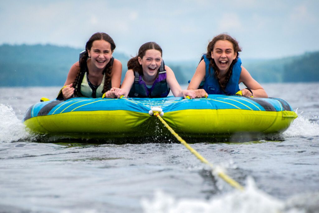 Happy girls tubing